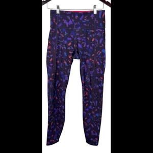 Athleta Leggings Womens Small Purple Rainier Leopard Tight Ankle 7/8 Zip Pockets